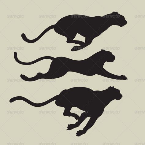 Cheetah Running Drawing, Leopard Running, Animal Running, Leopard Silhouette, Cheetah Drawing, Leopard Drawing, African Antelope, Running Silhouette, Leo Tattoos