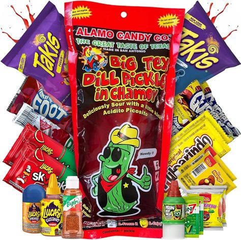 Amazon.com : Chamoy Pickle Kit, 21 pcs, With Takis Fuego, Takis Blue Heat, Fruit By The Foot, Fruit Roll-Ups, 2x Lucas Salsagheti, Tajin, Pulparindo, Gushers & Many More! Popular TikTok Trend : Grocery & Gourmet Food Mini Tajin, Tamarindo Candy, Pickle Kit, Fruit By The Foot, Chamoy Sauce, Hot Cheetos, Corn Tortilla Chips, Mexican Candy, Fruit Roll