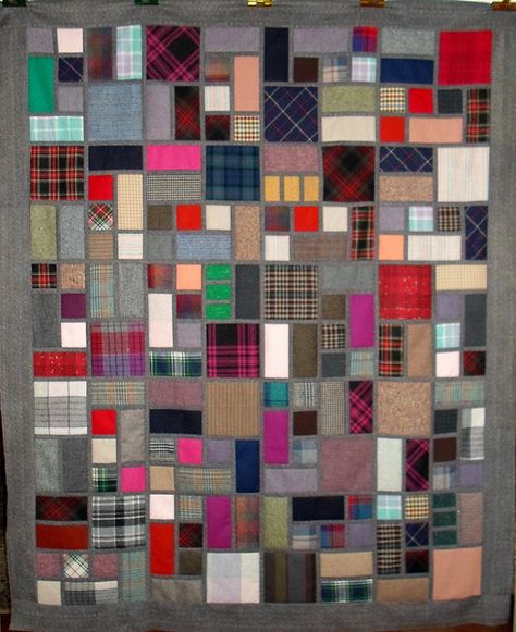 T-Scrappy Wools by Linda Rotz Miller Quilts & Quilt Tops, via Flickr Scrappy Plaid Quilts, Recycled Wool Sweater Rag Quilt, Woollen Blankets Upcycled, Sweater Quilts, Recycled Wool Sweater Blanket, Sweater Quilt, Plaid-ish Scrap Quilt, Wool Quilts, Creative Textiles