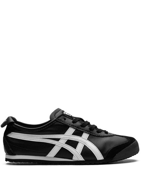 Asics Onitsuka Tiger Mexico 66tm "black/white" Sneakers Tiger Shoes, Black White Sneakers, Tiger Mexico 66, Onitsuka Tiger Mexico 66, Mexico 66, Black Leather Sneakers, Black And White Sneakers, Balenciaga Track, Onitsuka Tiger