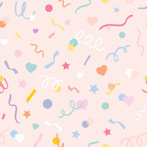 Cute Icon Wallpaper, Confetti Wallpaper, Pastel Confetti, Pastel Birthday, Free Vector Backgrounds, Confetti Background, Birthday Illustration, Birthday Wallpaper, Kids Background