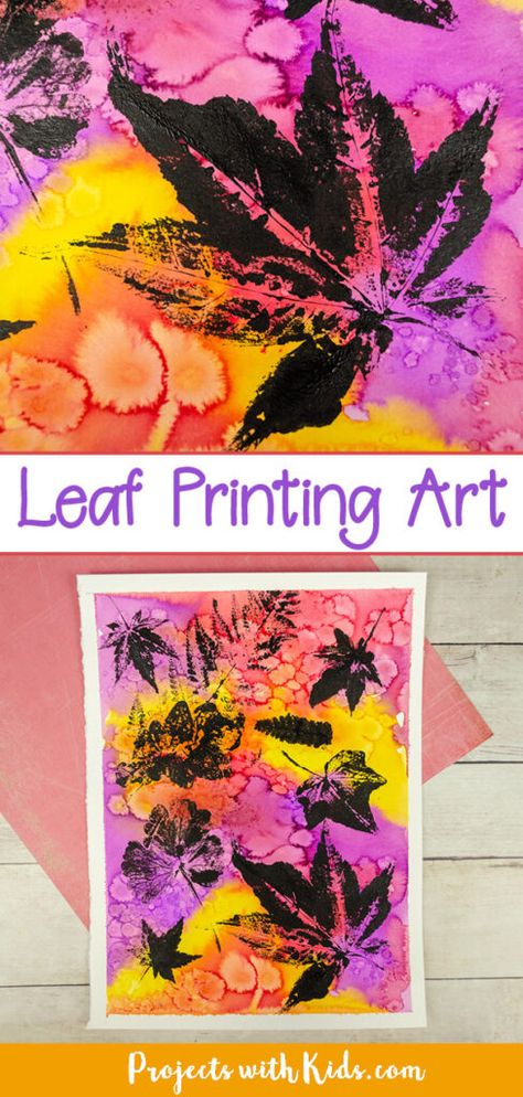 Kinder Fall Art Projects, Fall Paint Projects For Kids, November Art For Kindergarten, Fall Classroom Art Projects, Watercolor Art Elementary, Leaf Prints For Kids, Watercolor Leaf Prints, Plant Art Projects For Kids, Autumn Painting Ideas Easy For Kids