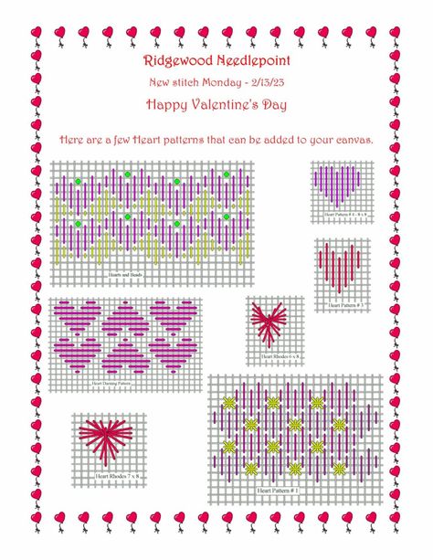 Hearts Needlepoint Ideas, Holiday Canvas, Needlepoint Stitch, Heart Canvas, Needlepoint Stitches, Needle Point, Needlepoint Canvases, Happy Valentine's Day, Happy Valentine's