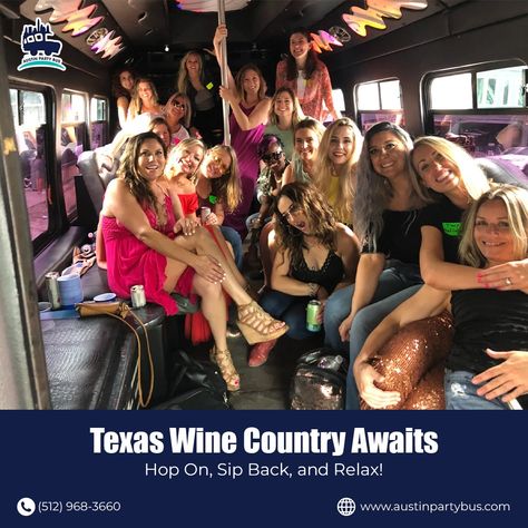 Escape the city and sip your way through Texas wine country with Austin Party Bus! 🍷 Our spacious buses keep your group comfortable while you discover hidden vineyard gems. Relax, taste, and let us do the driving! Party Bus, Wine Country, Buses, Austin, Texas, Gems, Wine, Let It Be, Pins