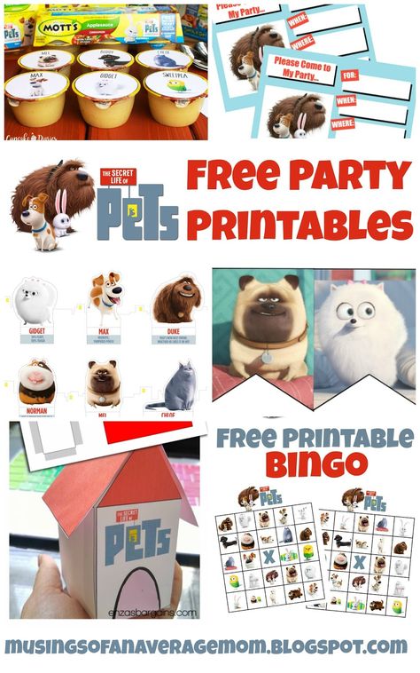 Secret Life of Pets Free Party Printables Life Of Pets Birthday Party, Pets Birthday Party, Pets Movie, Puppy Birthday Parties, Secret Life Of Pets, Puppy Birthday, Party Printables Free, 2 Birthday, Dog Party