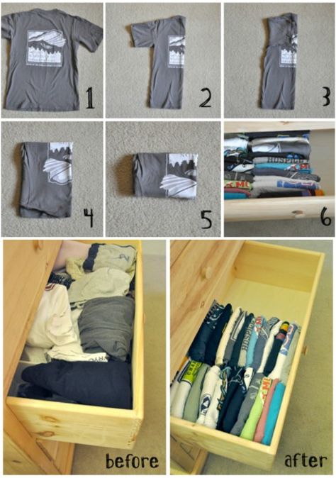 Organize Shirts and Drawers Save Closet Space, Organiser Son Dressing, Folding Hacks, Organizar Closet, Cleaning Inspiration, Guy Fashion, General Cleaning, College Life Hacks, Clothing Tips