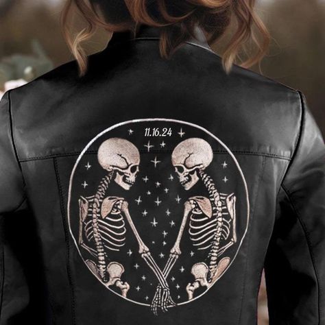 Skeleton Couple Embroidery Leather Jacket, Customized Skeleton Leather Jacket, Personalized Leather Jacket Outerwear, Unique Leather Jackets - Etsy Unique Leather Jacket, Couple Embroidery, Jacket Customized, Skeleton Couple, Personalized Leather, Leather Jackets, Outerwear Jackets, Skeleton, Print Design