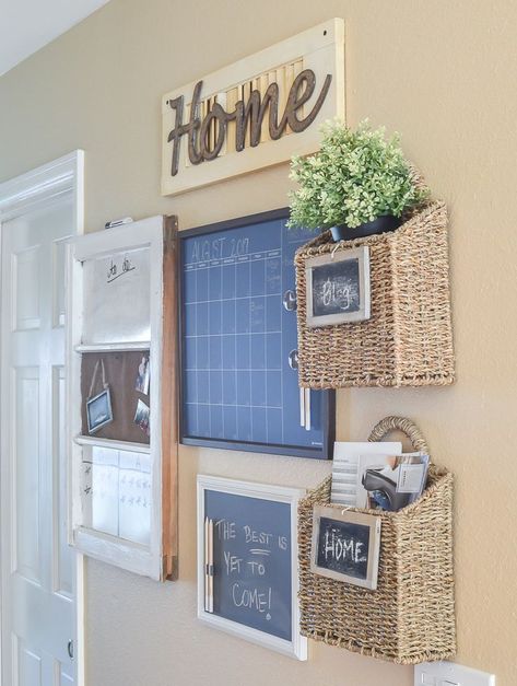 Farmhouse style family command center. Farmhouse style wall organization. Home Command Center, Command Centers, Nordic Winter, Family Command Center, Command Center, Family Organizer, Decor Guide, Easy Home Decor, Decor Minimalist