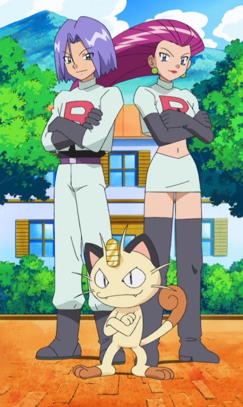 Jessie James Team Rocket, Team Rocket Drawing, James Team Rocket Cosplay, Jessie And James Team Rocket, Pokemon Team Rocket Wallpaper, Rocket Team Pokemon, Pokemon Team Rocket Costume, Jessie James And Meowth, Meowth Team Rocket