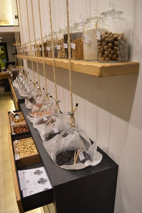 Nuts from around the world Zero Waste Grocery Store, Tea Store Design, Zero Waste Grocery, Bulk Store, Zero Waste Store, Grocery Store Design, Organic Market, Supermarket Design, Food Retail