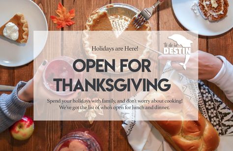 Thanksgiving In Florida, Things To Do On Thanksgiving, Best Places To Eat In Destin Fl, Destin Florida In November, Destin Florida Nightlife, Destin Restaurants, Buffet Style Dinner, Delray Beach Florida Restaurants, Seafood House