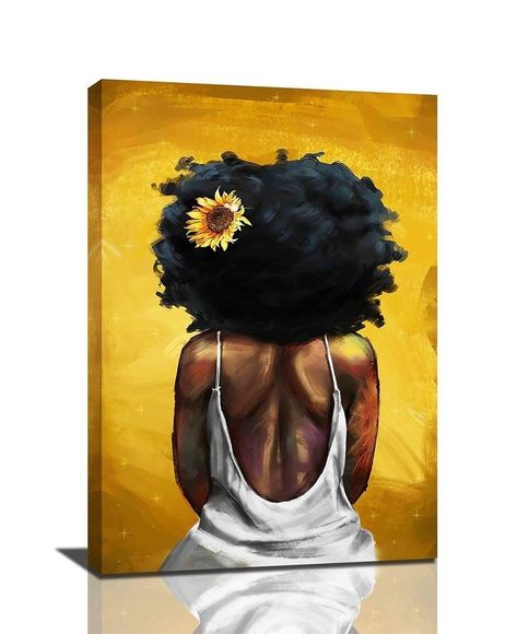 Painting Funny, American Wall Art, African American Wall Art, Art Sunflower, Decor For Bathroom, Funny Artwork, Bedroom Frames, Funny Paintings, Sunflower Canvas