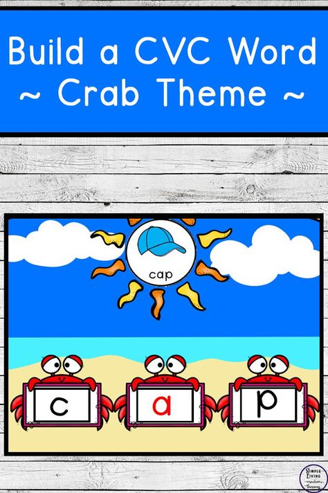 Kids will love learning and practicing CVC words with this crab themed Build a CVC Word printable. Ocean Theme Kindergarten, Kindergarten Literacy Worksheets, Ccvc Words, Study Craft, Cvc Worksheets, Ocean Theme Preschool, Literacy Activities Kindergarten, Cvc Activities, Kindergarten Curriculum