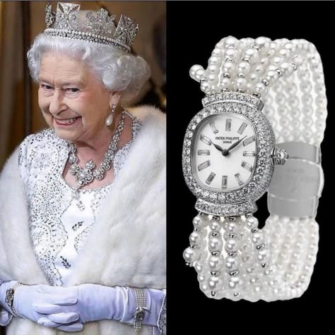 Queen Elizabeth Jewels, Patek Philippe Ellipse, Queen Elizabeth Ii Quotes, Royal Family Jewels, Iced Out Watch, The Queen Of England, Hip Hop Watches, Royal Crown Jewels, Royal Jewellery