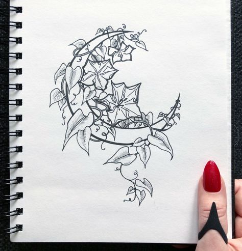 Moon Flower Tattoo, Paw Illustration, Flower Vine Tattoos, Mushroom Tattoos, Vine Tattoos, Gorgeous Tattoos, Matching Tattoo, Occult Art, Best Friend Tattoos