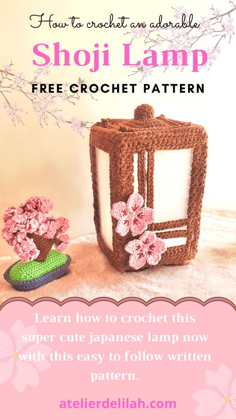 DIY How to make an adorable crochet Shoji Lamp - Atelier Delilah Shoji Lamp, Crochet Lantern, Natasha Core, Japanese Crochet Patterns, Crochet Lamp, Amigurumi Projects, Popsicle Crafts, Japanese Crochet, Crochet Free Patterns