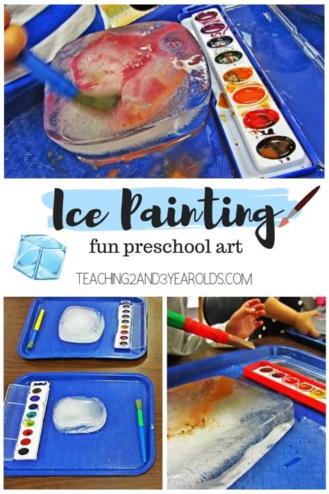 Painting Preschool, Preschool Painting, Ice Painting, Easy Toddler Crafts, Art Activities For Toddlers, Nursery Activities, Ice Blocks, Painting Activities, Winter Preschool