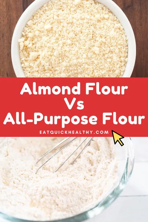 Almond Flour Vs All-Purpose Flour (& Substitution Details) - Eat Quick Healthy Substitute Almond Flour For All Purpose Flour, All Purpose Flour Substitute, Almond Flour Substitute Chart, Almond Flour Substitute, Cake Flour Substitute, Almond Butter Recipes, Healthy Flour, Almond Milk Recipes, Cooking Substitutions