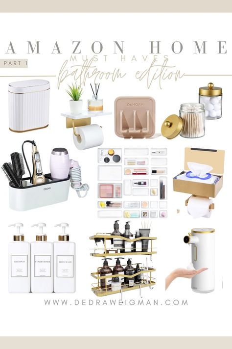 On the blog, I am sharing my Amazon bathroom must-haves part 1! I love doing Amazon Home round-ups of my favorite Amazon Home finds. These are all under $50 and are both functional and pretty! Click the Pin link to head to the blog for purchase information. 

#amazonhomefinds #amazonbathroomfinds #amazonbathroommusthaves #amazonhome #amazonbathroomdecor Amazon Home Must Haves, Amazon Bathroom Decor, Home Must Haves, Amazon Bathroom, Amazon Girl, White And Gold Decor, Amazon Home Finds, Best Amazon Buys, Amazon Purchases