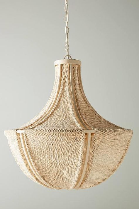 Jute Chandelier, Wood Bead Chandelier, Hanging Furniture, Wood Chandelier, White Chandelier, Belek, Deco Boheme, Beaded Chandelier, Luminaire Design