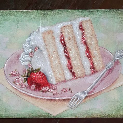 Pie Drawing, Cake Sketch, Desserts Drawing, Food Art Painting, Dessert Illustration, Birthday Painting, Cake Drawing, Seasonal Desserts, Good Morning Today