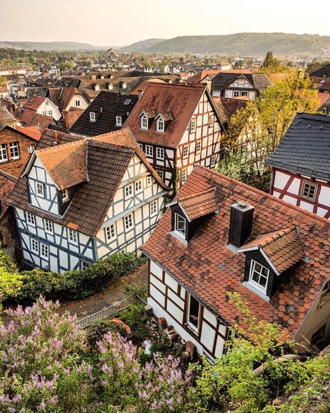 Marburg Get Paid To Travel, German Houses, Paid To Travel, German Architecture, German Village, Medieval Houses, European Architecture, Rooftops, Historical Architecture