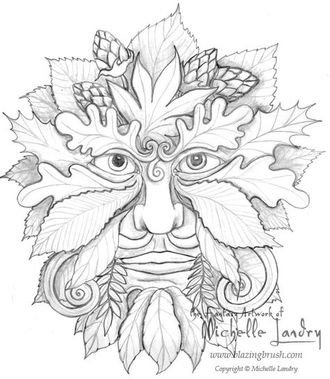 Green Man Drawings Man Coloring Pages, Adult Colouring Pages, Wood Burning Patterns, Coloring Pages For Adults, Wood Carving Patterns, Stained Glass Patterns, Green Man, Coloring Pictures, Coloring Book Pages