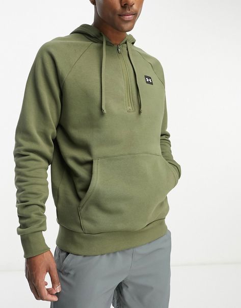 Hoodies & Sweatshirts by Under Armour Laid-back looks Drawstring hood Raglan sleeves Logo print to chest Partial-zip fastening Pouch pocket Regular fit Green Hoodies, Half Zip Hoodie, Festival Accessories, Hoodie Green, Green Hoodie, Drop Top, Summer Accessories, Winter Accessories, Co Ord