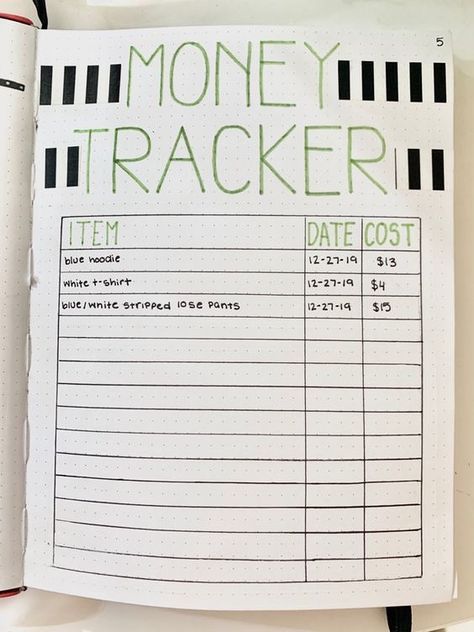 Planner Money Tracker, Notebook Ideas Money Saving, Journal Ideas Money Tracker, Things To Do On Your Journal, Money Diary Ideas, Journal With Lines Ideas, Money Tracker Journal, Bullet Journal Ideas Money Tracker, Check Ins For Students