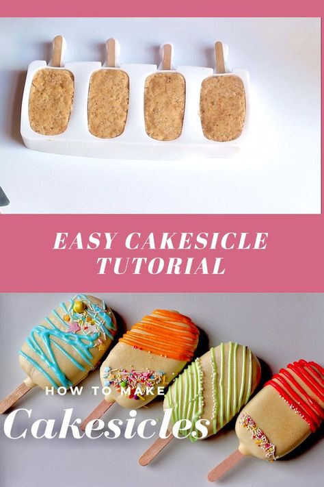 Watch step by step process of how to make a simple yet cute cakesicles from leftover cake using mold/mould. I have used a vanilla cake for this but you can u... Cake On Stick, Mini Cakesicles Ideas, How To Make Cake Sicles Video, How To Make A Cakesicle, How To Make Cakesicles Video, Cake Popsicle Recipes, Cakecicles Tutorial, Cake Sickles Recipes, Cakesicles Recipes Videos