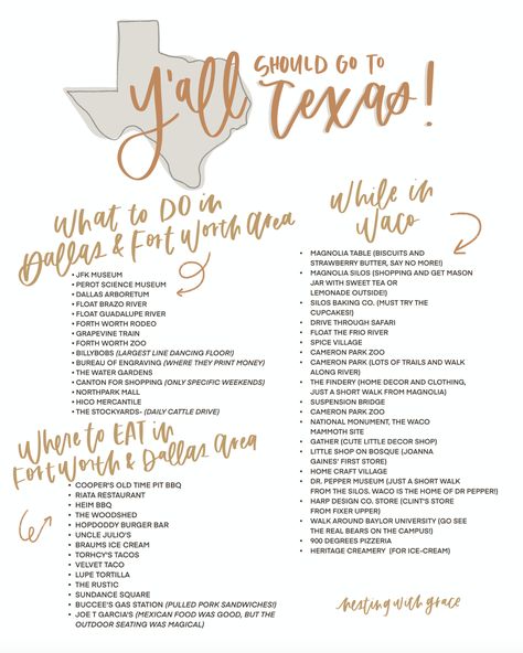 Dallas Travel, Texas Bucket List, Texas Adventure, Nesting With Grace, Texas Vacations, Texas Roadtrip, Moving To Texas, Texas Towns, Waco Texas