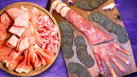 TikTok's Edible Amputated Hands Give Charcuterie A Chilling Halloween Twist - Tasting Table Boiled Bacon, Sponge Cake Roll, Jalapeno Popper Recipes, Bacon Wrapped Jalapenos, Creative Snacks, Twisted Recipes, Fruit Roll, Fruit Roll Ups, Viral On Tiktok