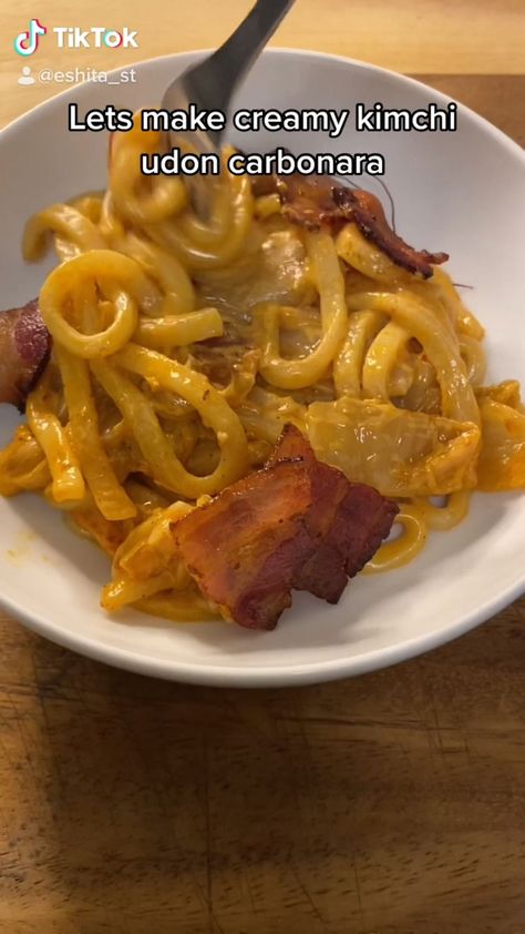 Udon Noodles, Kimchi, Noodles, Bacon, Cheese