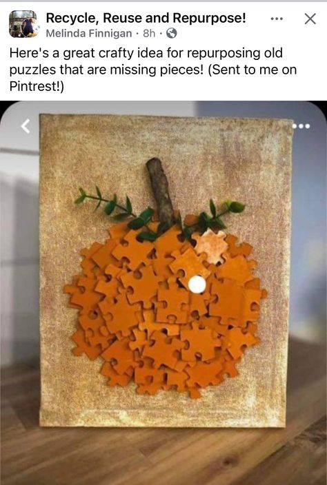 Fall Crafts With Ribbon, Diy Sellable Crafts, Painting Pallets, Autumn Leaf Art, Library Job, Puzzle Piece Crafts, Sellable Crafts, Fall Pumpkin Crafts, Fall Decor Diy Crafts