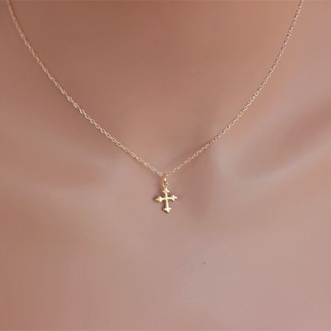 Cross Pendant Necklace Woman, Tiny Cross Necklace, Cross Necklace Women, Real Gold Chains, Jewelry Cross, South San Francisco, Necklace Cross, Gold Cross Necklace, Gold Cross Pendant