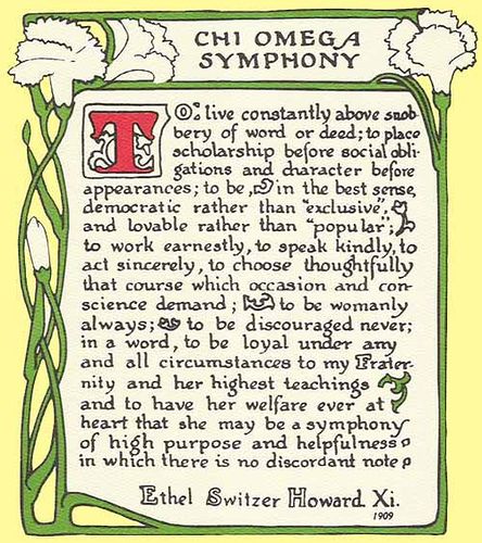 The Chi Omega Symphony by Ethel Switzer Howard.  The older I get the more this means to me. Chi Omega Symphony, Chi Omega Owl, Chi Omega Sorority, Oh My Goddess, Love My Sister, This Is Your Life, Sorority Life, O Love, Chi Omega