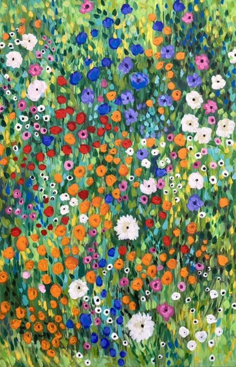 Leanne Hughes Klimt Flower Garden, Nyc Art, Garden Painting, Fine Artist, Gustav Klimt, Large Painting, Funky Art, Anime Scenery, Painting Acrylic