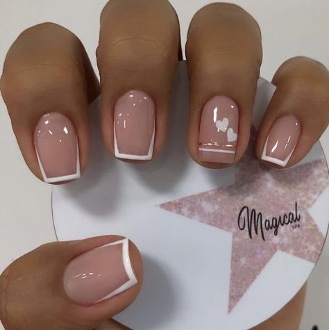 French Manicure Nails, Girly Acrylic Nails, Work Nails, Short Square Acrylic Nails, Acrylic Nails Coffin Short, Short Acrylic Nails Designs, Short Nail Designs, Pink Acrylic Nails, Square Acrylic Nails