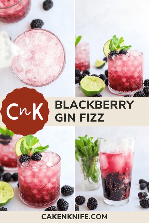 A summery blackberry gin fizz is here for the ultimate happy hour sipper. This twist on a classic gin fizz cocktail combines the juicy sweetness of blackberries with the botanical kick of gin, topped off with fizzy goodness. Get ready to sip, savor, and soak up the sun with this vibrant and irresistible drink. Slow Gin Fizz Recipes, Blackberry Gin Cocktail, Gimlet Recipe Gin, Slow Gin Fizz, Gin Mixed Drinks, Blackberry Gin Fizz, Drinks With Sprite, Blackberry Fizz, Gin Fizz Recipe