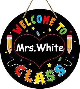 WaaHome Welcome Sign for Classroom Door Decorations 11.3" Personalized Welcome to Our Class Teacher Name Door Sign Hanger for Classroom, Back to School Classroom Decorations for Elementary Teacher Supplies Back To School Classroom Decorations, Welcome Sign For Classroom, Welcome To Our Class, Sign For Classroom, Classroom Back To School, Classroom Door Decorations, Welcome To Class, Back To School Classroom, Teacher Door Signs