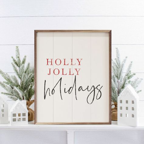 Holly Jolly Holidays White Autumn Wood Signs, Christmas Signs Diy, Cricut Christmas Ideas, Christmas Dining Room, Holiday Wall Decor, Jolly Holiday, Christmas Signs Wood, Red 40, Wood Home