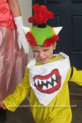 Homemade Bowser Jr. Costume: This year my sons wanted to do a Mario themed Halloween - and of course my 4 year old had to Bowser Jr. I was able to buy the Mario costume for my 6 year Bowser Jr Costume Diy, Bowser Jr Birthday Party, Bowser Jr Costume, Bowser Birthday, Bowser Costume, Mario Halloween Costumes, Paramount Pictures Logo, Pikachu Costume, Bowser Jr