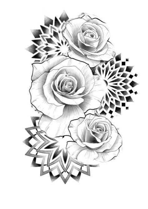 Rose Mandala Tattoo, Best Rose Tattoo, Mandala Sternum Tattoo, Mandala Rose Tattoo, Rose Mandala, Mandala Rose, Floral Mandala Tattoo, Mandala Tattoo Sleeve, Geometric Mandala Tattoo