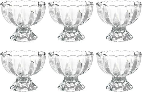 Amazon.com | DNIENKGE Iced Cream Dessert Bowl，Set of 6，6oz Vintage Glass ware with Heavy Base, Drinking Cup for Sundae, Fruit, Ice Cream, Snack, Condiment (6PCS): Highball Glasses Iced Cream, Glass Dessert Bowls, Fruit Ice Cream, Glass Dessert, Plates And Bowls Set, Fruit Ice, Glass Ware, Dessert Bowl, Spice Box