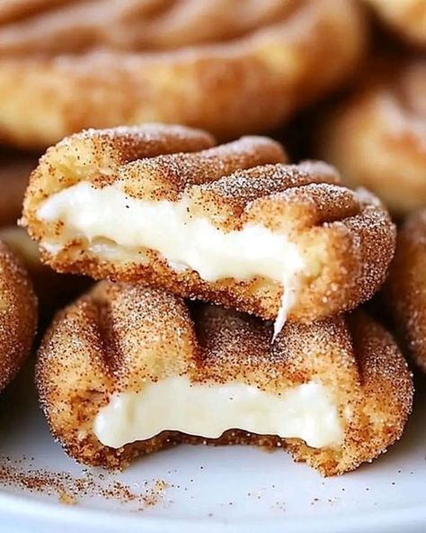 Chef Paula Deen | Churro Cheesecake Dream Cookies – A Sweet Dream You Won't Want to Wake Up From | Facebook Churro Cheesecake Cookies, Churro Cookies, Dream Cookies, Desserts No Bake, Churro Cheesecake, Cheesecake Cookies, Desserts For A Crowd, Cream Cheese Recipes, Bread Recipes Sweet