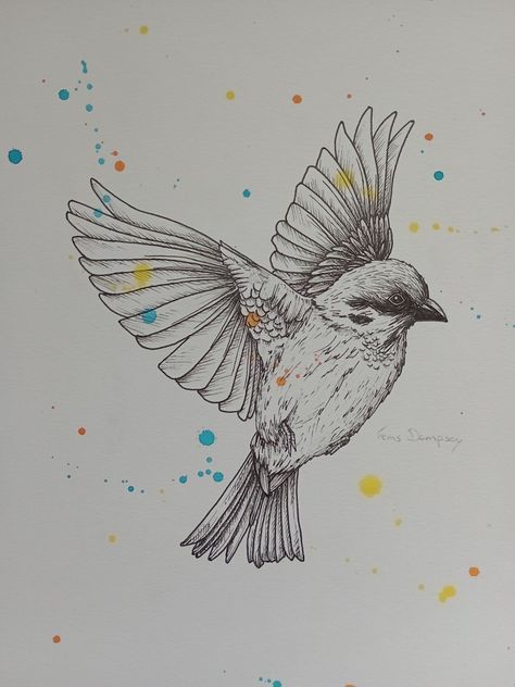 Sparrow Bird Drawing, Sparrow Pictures, Sparrow Drawing, Fineliner Drawing, Sparrow Tattoo, Bird Drawing, Sparrow Bird, Botanical Illustration Vintage, Sunflower Tattoo