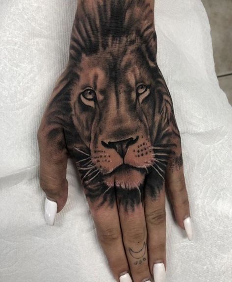 Hand Tattoos Lion Woman, Female Lion Hand Tattoo, Lion Hand Tattoo For Women, Female Lion Tattoo For Women, Lion Roaring Tattoo, Lion Hand Tattoo Men, Lion Of Judah Tattoo, Back Of Hand Tattoos, Female Lion Tattoo