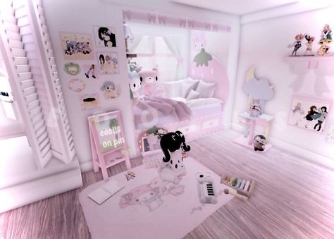 🍓🦴🍥 strawberry cutecore room 🍥🦴🍓 Cutecore Room, Dorm Layout, Hello Kitty Room Decor, High Room, Rh Design, Bunny Room, Dorm Design, Hello Kitty Rooms, Pink Castle