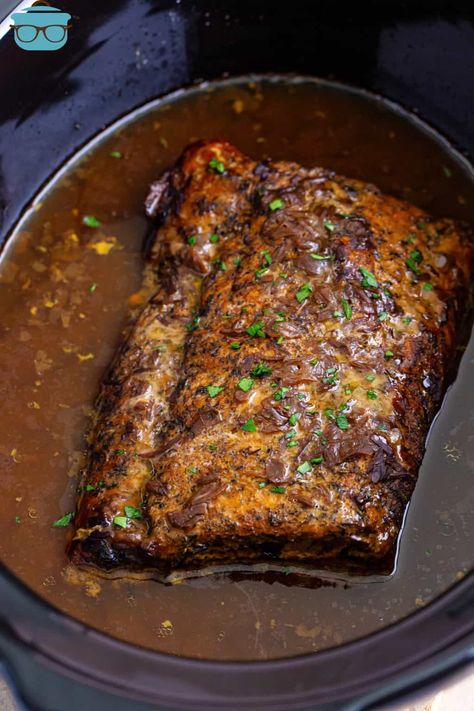 Looking down in a Crock Pot insert on a Herb covered Pork Loin. Pork Loin With Gravy, Herb Pork Loin, Pork Loin Recipes Slow Cooker, Pork Loin Crock Pot Recipes, Crockpot Pork Loin, Slow Cooker Pork Loin, Best Pork Recipe, Pork Crockpot Recipes, Pork Loin Recipes