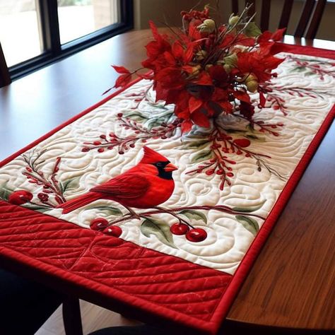 Christmas Table Runner Pattern, Christmas Table Toppers, Christmas Quilting Projects, Quilted Table Runners Christmas, Patchwork Table Runner, Panel Quilt Patterns, Christmas Sewing Projects, Paper Pieced Quilt Patterns, Winter Table